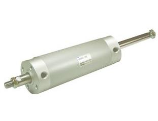 SMC Pneumatics Round Body Cylinder; Double Acting Double Rod; 20mm Bore; 3.30" Stroke; Foot/Axial Foot Mount; Rubber/Urethane Cushion